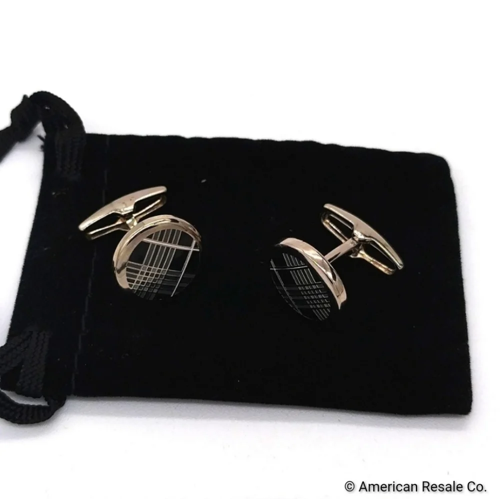 COPY - Vintage Burberry Signed Round Nova Check Cufflinks